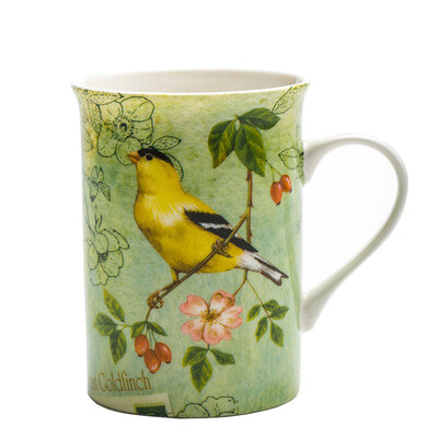 

A Ting Ceramic Coffee Mug Porcelain Milk Cup 11 oz. Postcard Bird