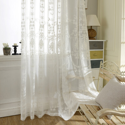 

Европейские белые вышитые шумовые занавески Спальня Sheer Curtains для гостиной Tulle Window Шторы / Панели Окно Скрининг