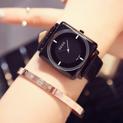 

GUOU Ladies Fashion Dress Watches Women Casual Leather Quartz Wrist Watch Simple Square Shape Clock