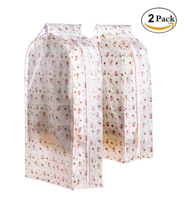 

2 Pack Large&Small Cute See-through Travel Garment Suit Clothes Covers Bags