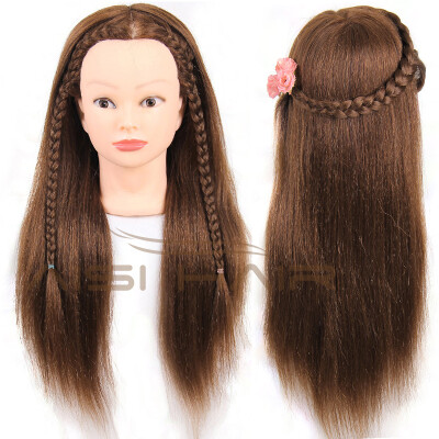 

Brown 20 inch Training Head With Makeup 50 Human Hair 50 Animal Hair Hairdressing training head mannequin for salon