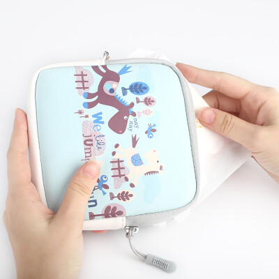 

BUBM sanitary napkin storage bag sanitary tampon travel portable change storage box finishing package WSJ fan cluster flower