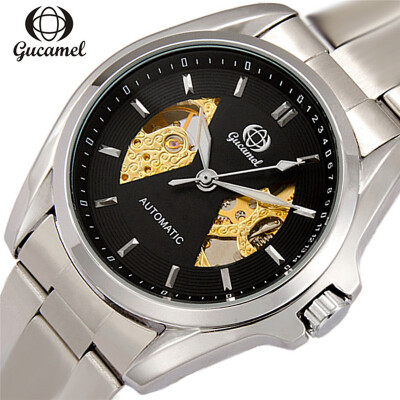 

GUCAMEL Mens Fashion Watches Luxury Army Full Steel Skeleton Automatic Mechanical Wristwatches