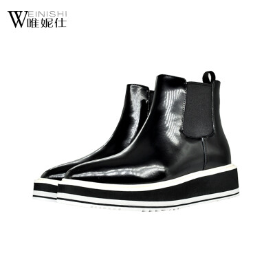 

Persun good quality boot winter balck pebbling patent leather short boots causl style women boots