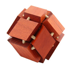 木多乐十二菱角球 木质孔明解锁 儿童智力动手拼装益智玩具 桌面游戏