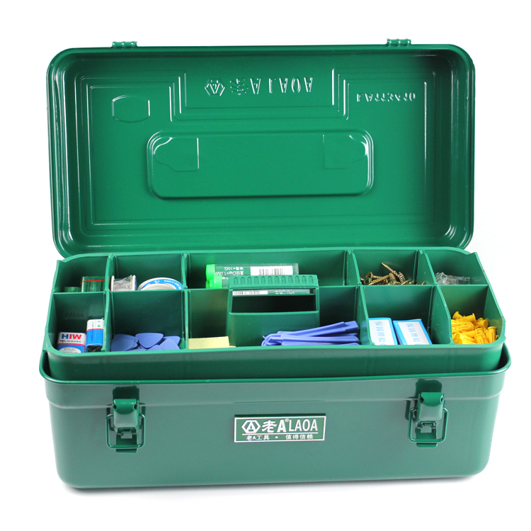 LAOA (LAOA) hardware household tool box storage box car thickened iron box square 14 iron tool box LA113014