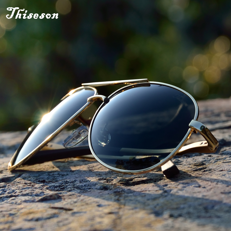 Gravel Sunglasses for Men and Women Polarized Driving Sunglasses Aluminum Magnesium Color Changing Toad Glasses Clear Flying Lenses Fixed Myopia Lenses Gun Frame - Yellow to Gray Lenses (Polarized)