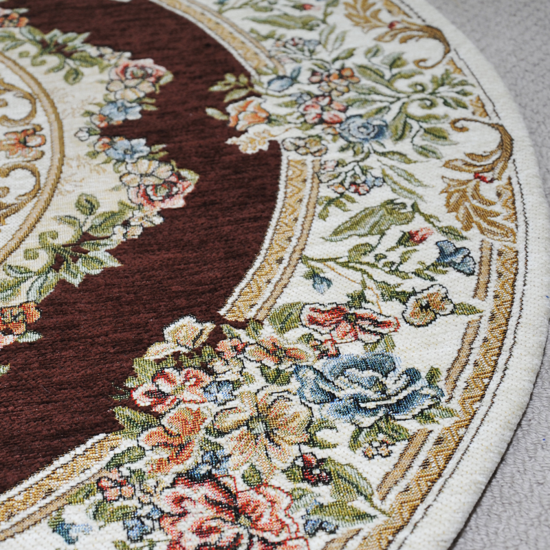 Zhonghong square carpet bedroom study cloakroom carpet American hanging chair computer chair mat entry entrance chenille jacquard blended weaving wear-resistant and durable machine washable 904 brown 100*100CM square