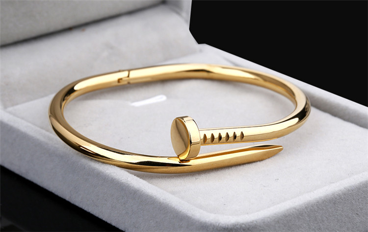 左心房316l钛钢钉子手镯韩版首饰男女生日情人节礼物 钛钢白(大号)