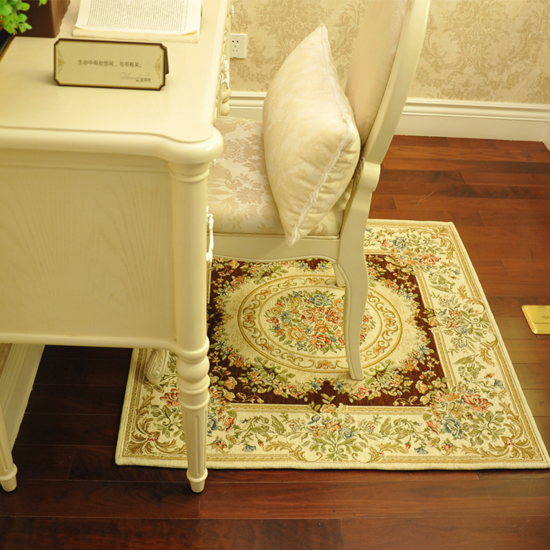 Zhonghong square carpet bedroom study cloakroom carpet American hanging chair computer chair mat entry entrance chenille jacquard blended weaving wear-resistant and durable machine washable 904 brown 100*100CM square