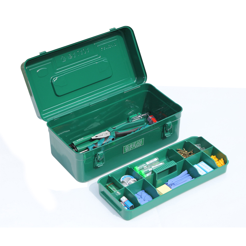 LAOA (LAOA) hardware household tool box storage box car thickened iron box square 14 iron tool box LA113014