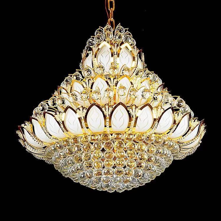 浦捷仕欧式水晶吊灯创意个性吊灯卧室餐厅灯佛堂莲花灯具过道入户走廊