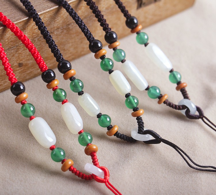 jicai和田玉吊坠挂绳玉坠绳子玉佩的挂件绳玉器玉石玉佛吊绳男女项链