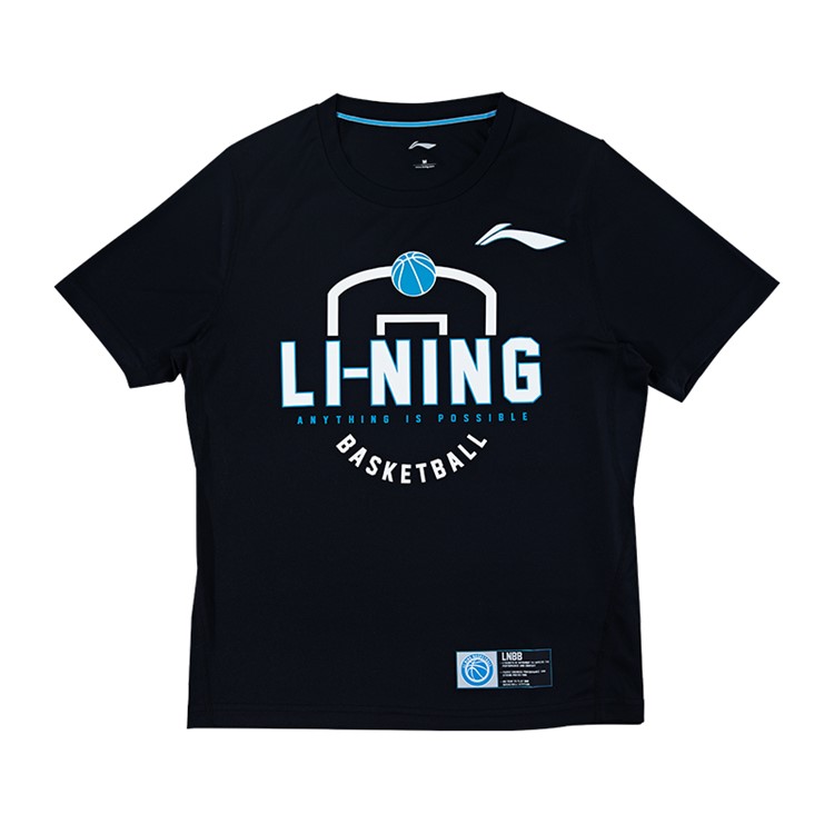 李宁短袖t恤cba篮球系列运动体恤跑篮训练服球员同款atss831 黑色atss