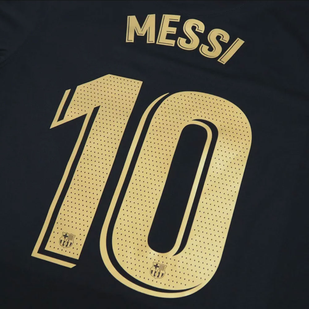 耐·克巴萨球衣20-21巴塞罗那客场球员版10号梅西黑金足球服cd4184