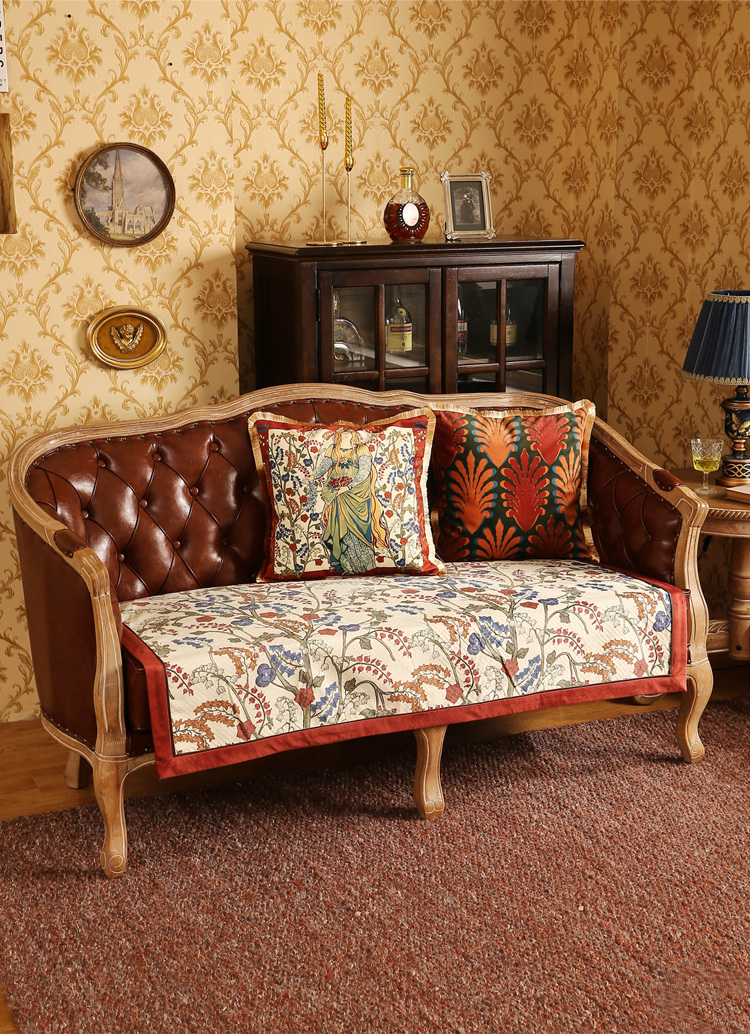 2022新款朴居美式沙发垫轻奢风欧式皮沙发套冬款防滑坐垫四季通用复古