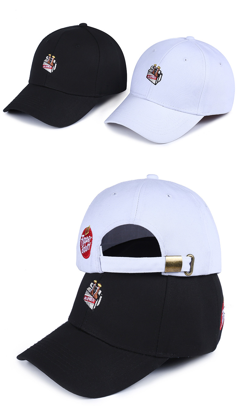 flipper鸭舌帽男女个性酒瓶图案夏天潮时尚情侣棒球帽子 黑色 可调节