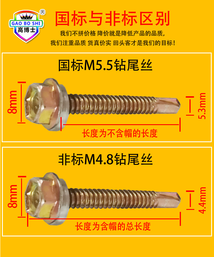 六角头钻尾自攻钉规格图片