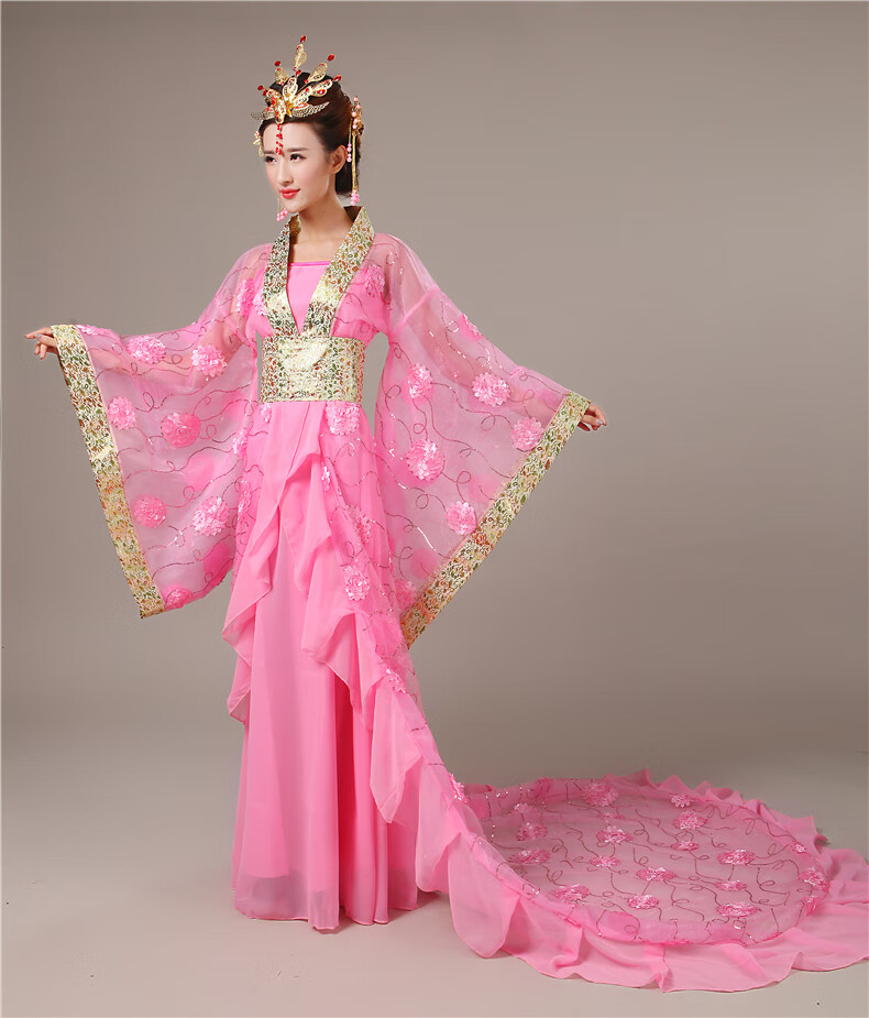 古代服装女皇后古装贵妃拖尾改良汉服唐朝公主舞台演出服走秀摄影