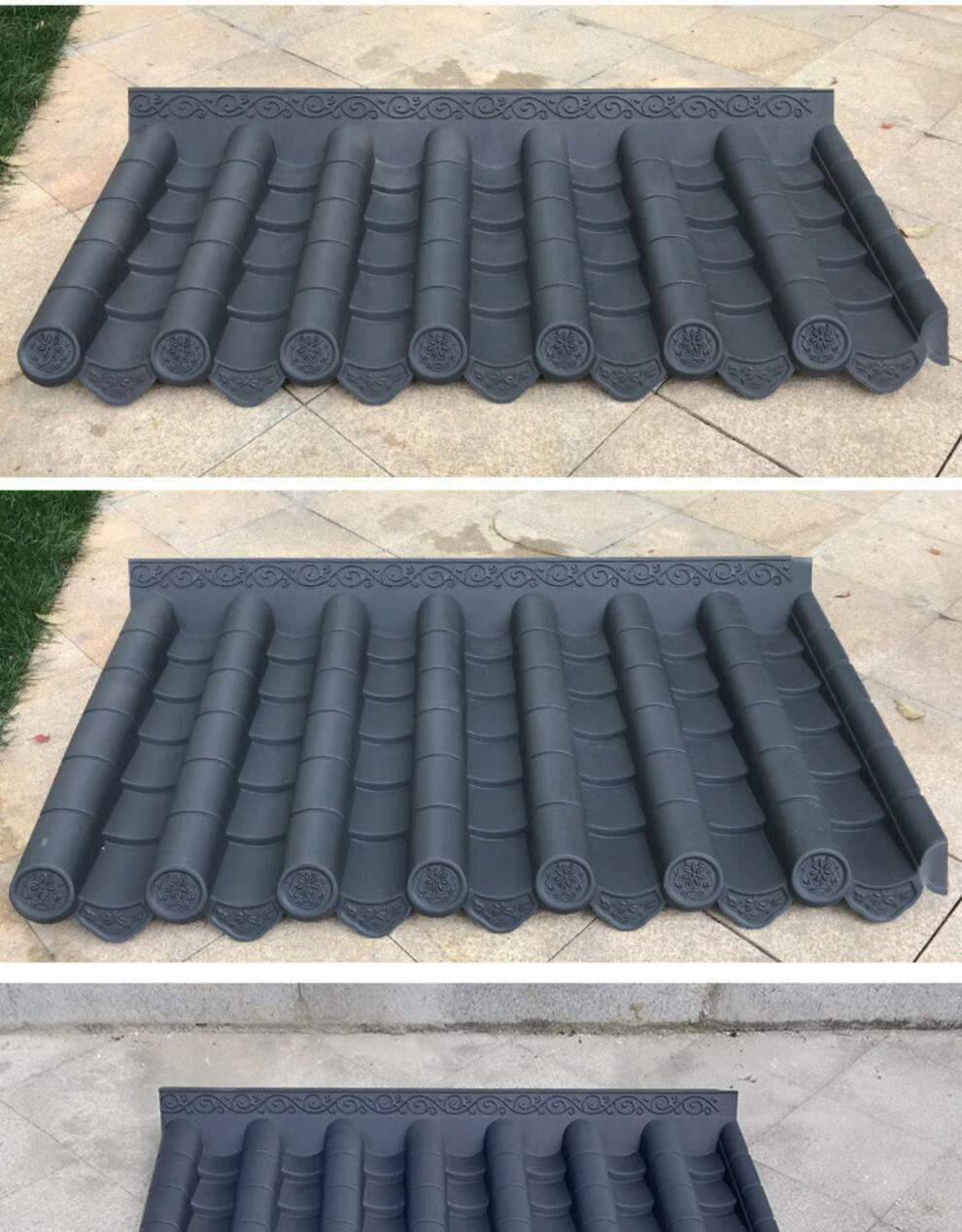 仿古瓦片树脂瓦仿古屋檐门头瓦塑料瓦琉璃瓦装饰青瓦屋顶围墙瓦片正脊
