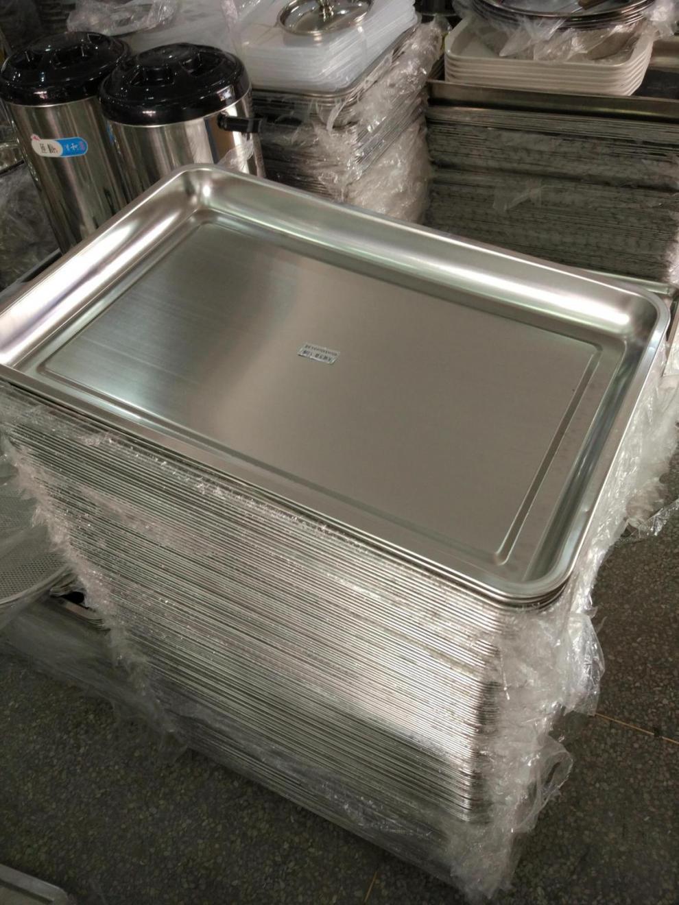 304无磁不锈钢蒸饭盘菜盘蒸饭柜盘子蒸饭车平托盘长方形方盘60*40 60