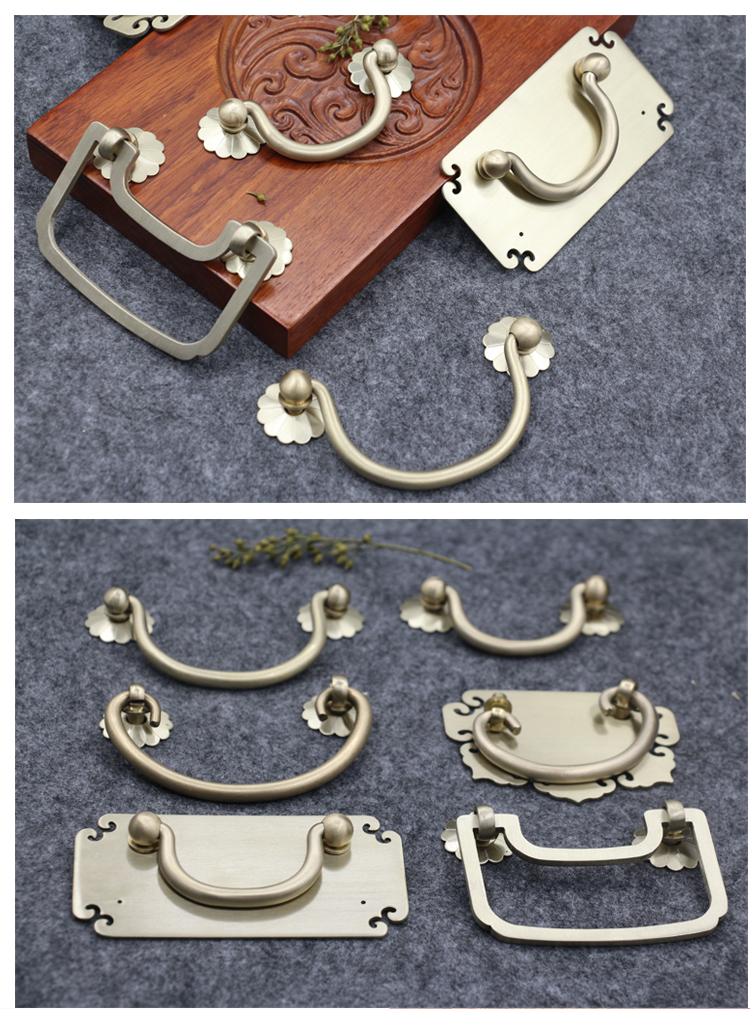 新中式抽屉拉手红木家具橱柜门把手电视柜极简明装柜子白铜d款85cm