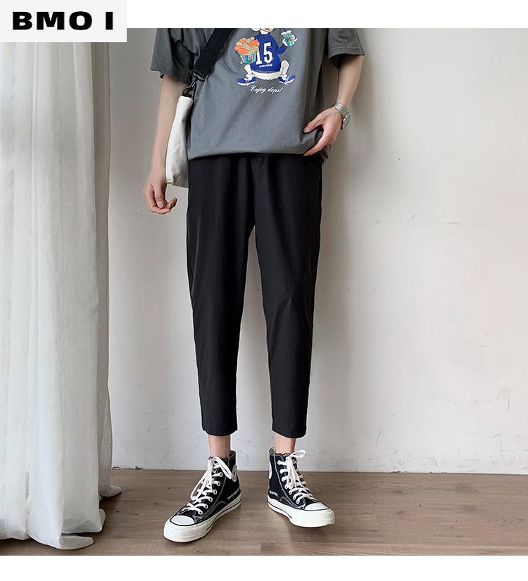 高端品牌夏天fashion休闲裤裤子男夏季薄款韩版潮流ins九分裤小脚宽松