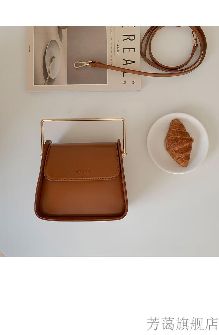 micocah轻复古女包手提小方包复古女包斜挎原创百搭感夏季 柚木棕