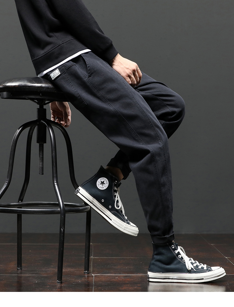 180身高以上可穿m2加长裤子男120cm潮牌宽松小直口黑色休闲男裤超高
