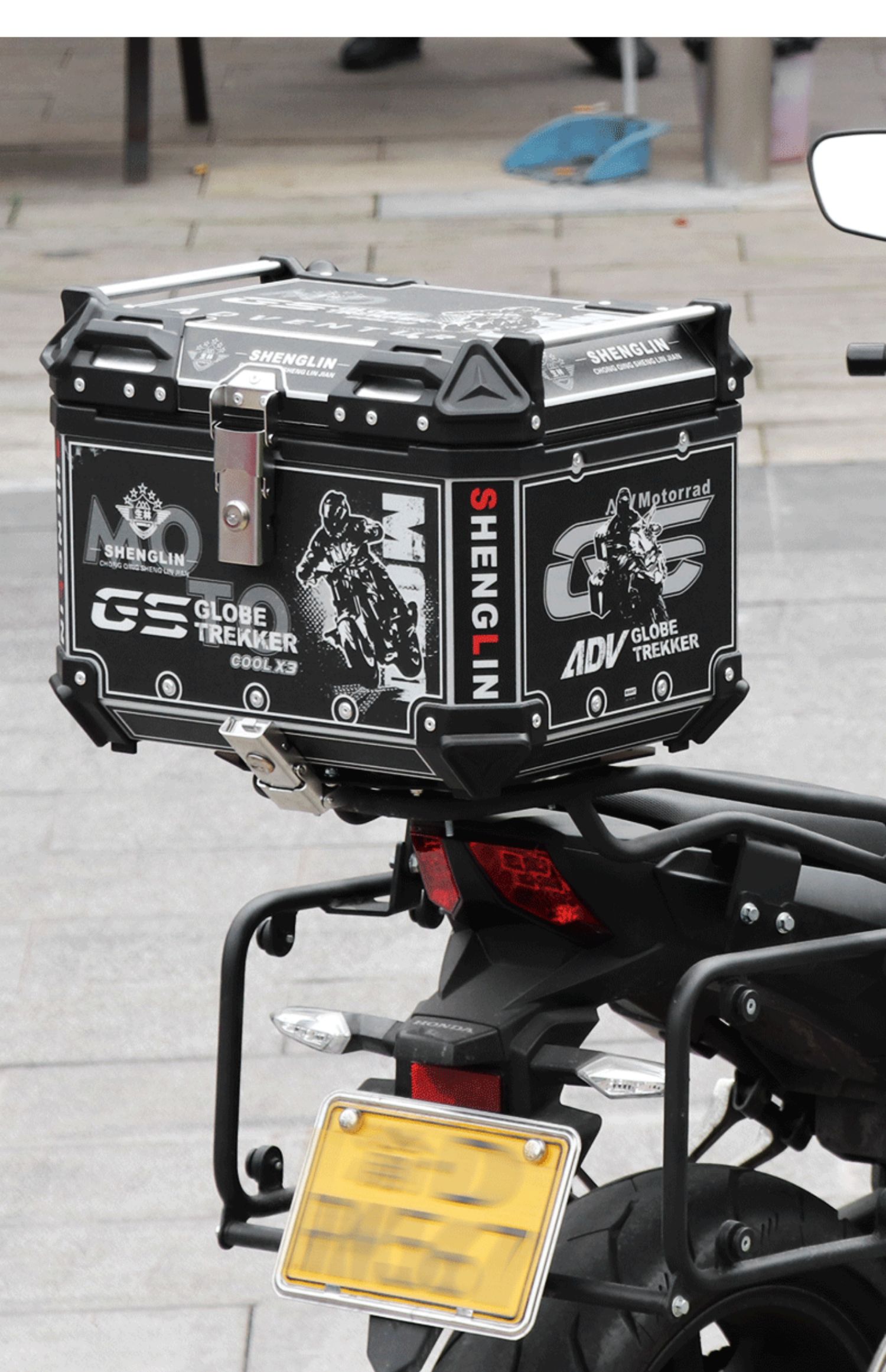 摩托车铝合金尾箱踏板车uy小牛ns后备箱gw通用裂行姜戈后尾箱尾箱黑色