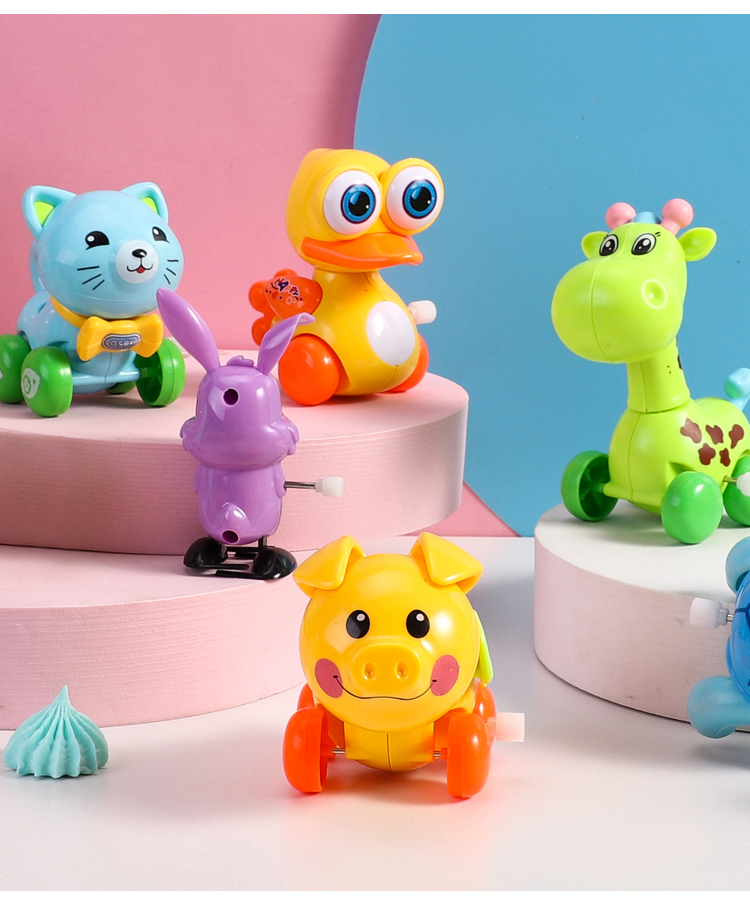 上发条动物玩具小孩 上链发条婴儿女孩3-6岁儿童礼物青蛙玩具 桔红色