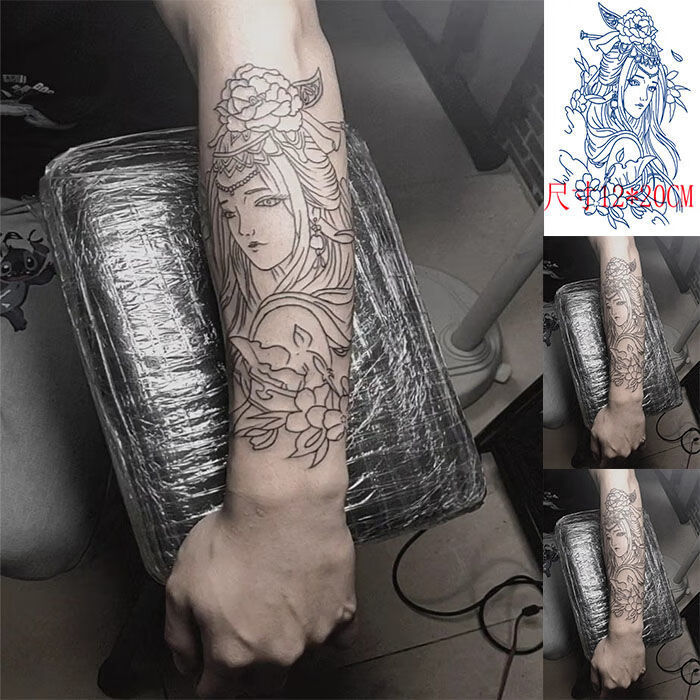 纹身贴花臂小腿上色般若艺防水仿真款手臂日式传统贴纸龙姬 线龙姬 1