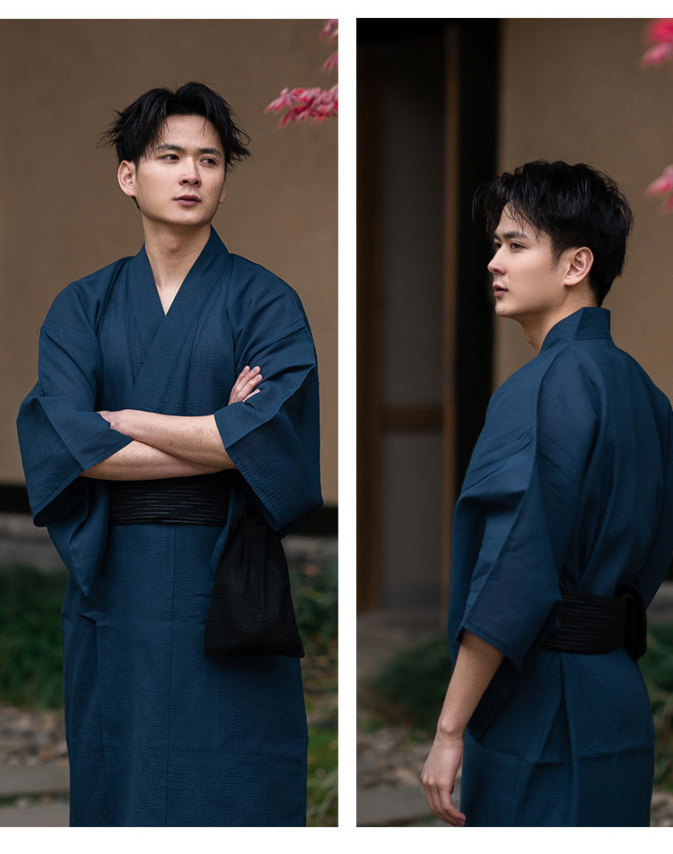 法国kj夏季男传统浴衣日本长袍日式透气和服夏日祭写真服装密室剧本