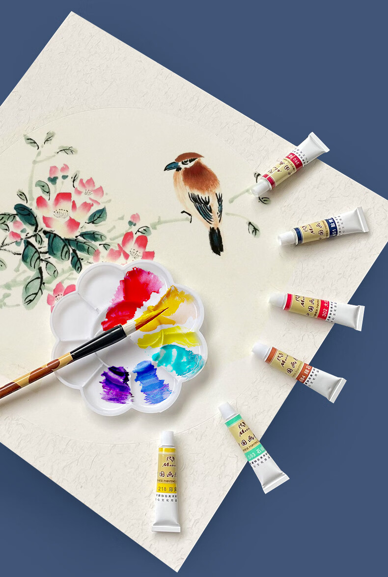 欢速国画颜料国画工具套装中国画材料初学者荷花花鸟牡丹山水大幅国画