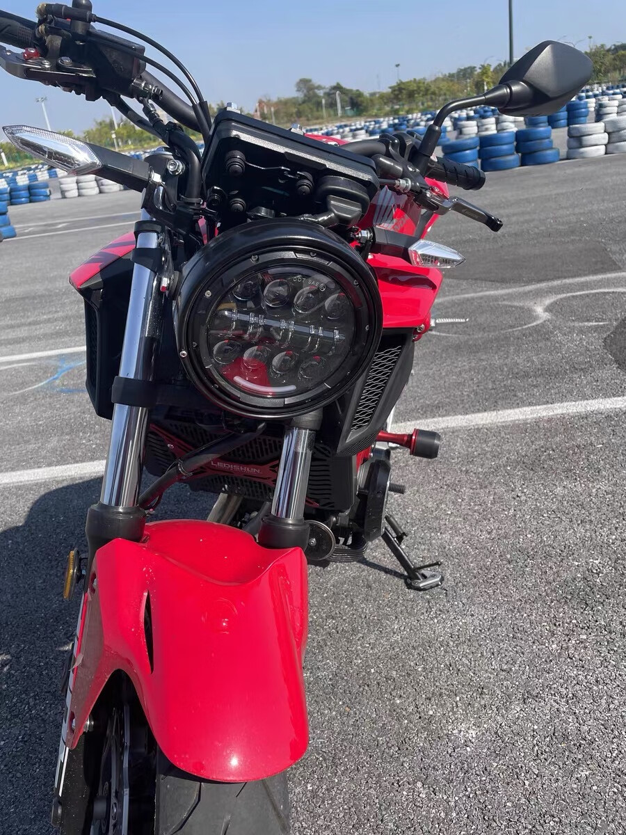 好货本田cb400f摩托车大灯总成机车复古配件圆灯led改装天使眼满圈