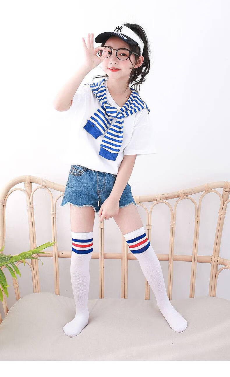 筒半截宝宝长袜子防勾丝连裤袜丝袜少女女生闺蜜装休闲黑条黑条黑条