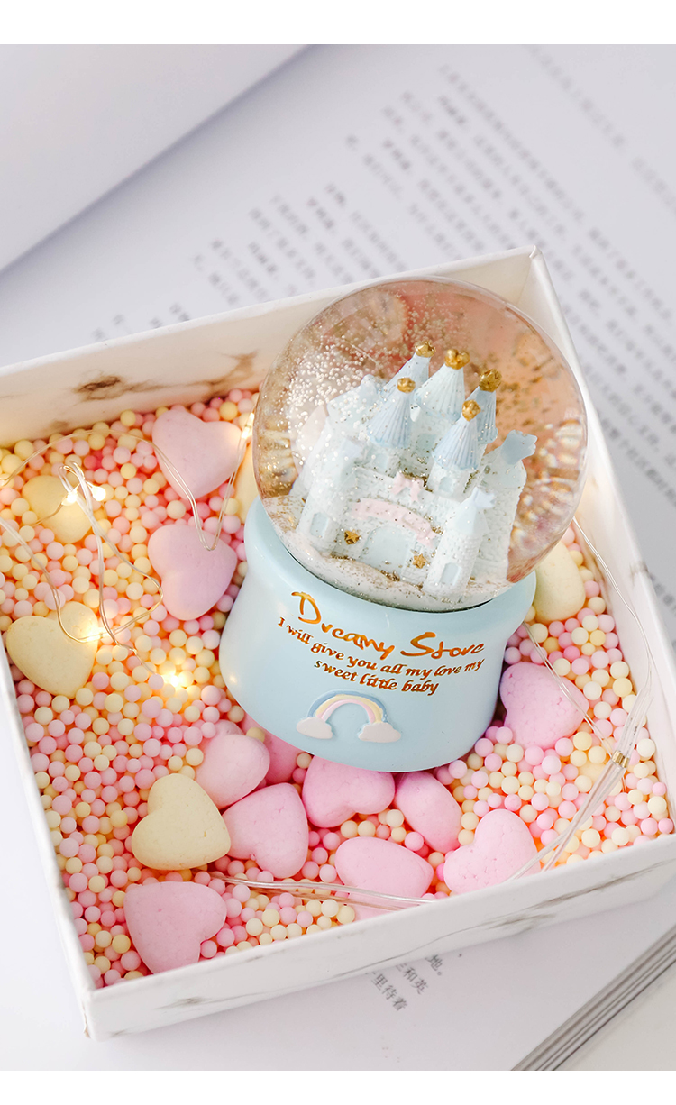 创森小米生态家居梦幻少女心城堡亮片水晶球浪漫唯美桌面树脂装饰摆件