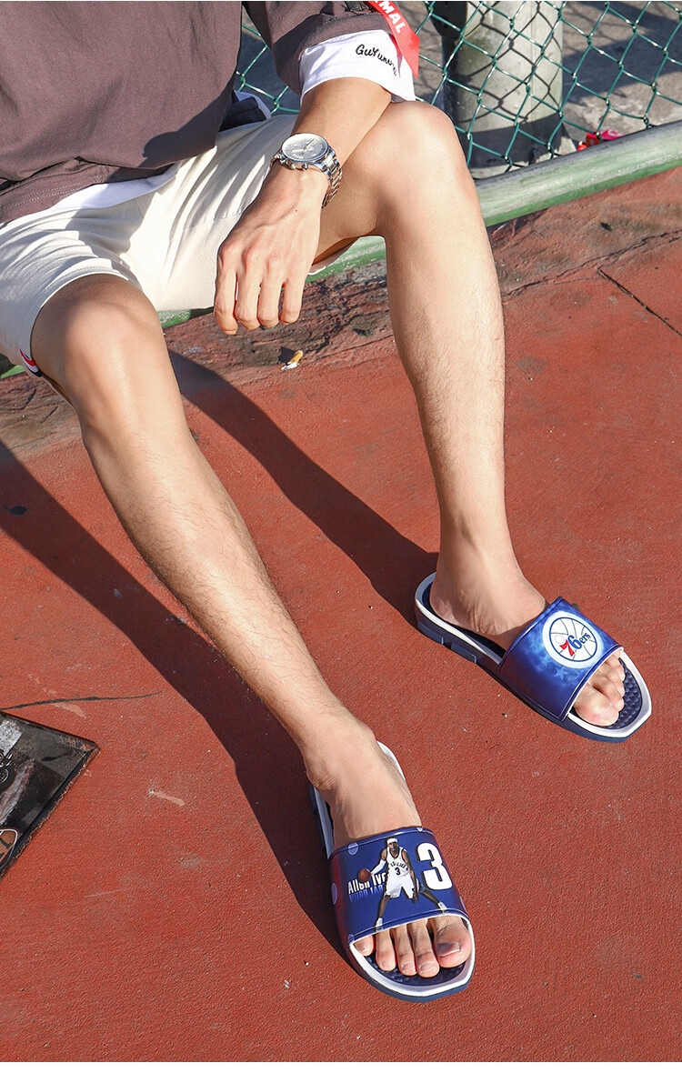 滕讯体育nba旗舰 男士拖鞋nba湖人勇士 学生男女童拖鞋naita品牌 黑