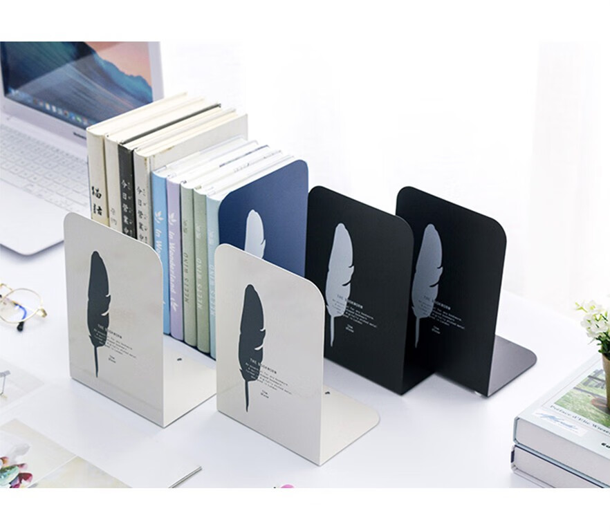 知茗4片书立书夹书靠书挡铁书架简易高中生桌上夹书器学生用桌面课桌