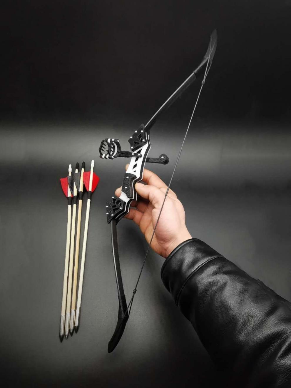 迷你小弓箭玩具金属怀旧男孩怀旧把玩袖珍微型口袋反曲复合滑轮