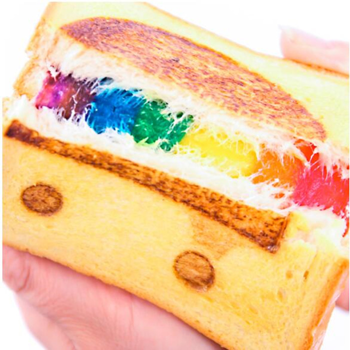 彩虹芝士吐司面包 彩虹面包网红彩虹土司面包 彩虹面包拉丝 一盒