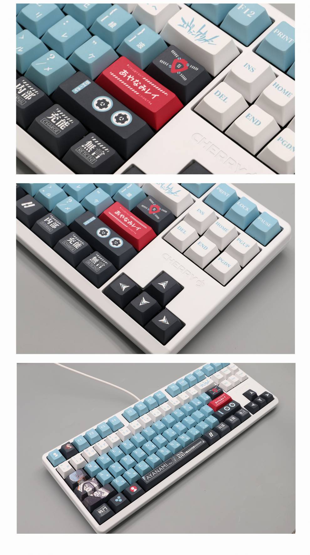 cherry樱桃 德国g80-3000s tkl绫波丽eva 87键彩光rgb有线机械键盘