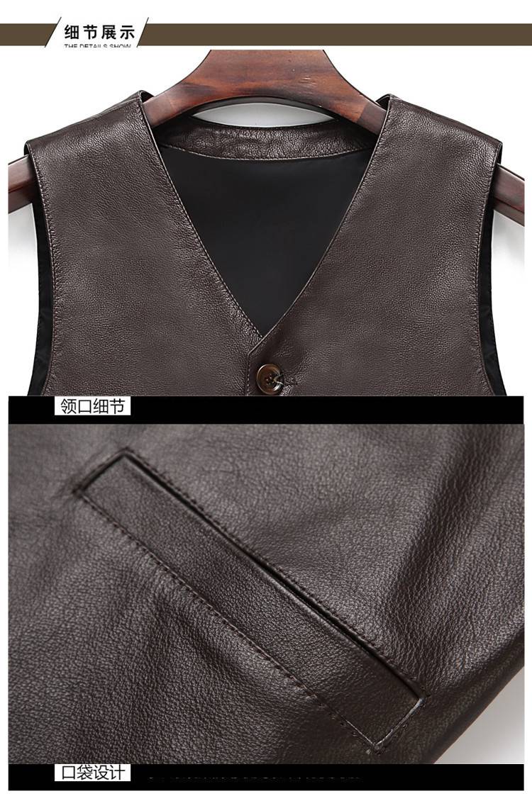 春秋皮马甲男真皮新款真牛皮中老年秋冬皮背心薄款爸爸装保暖整皮坎肩