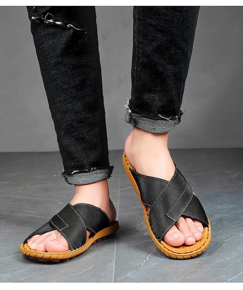 室内男女家居凉拖鞋防滑厚底夏天情侣居家木地板亚草托鞋家用黑色38