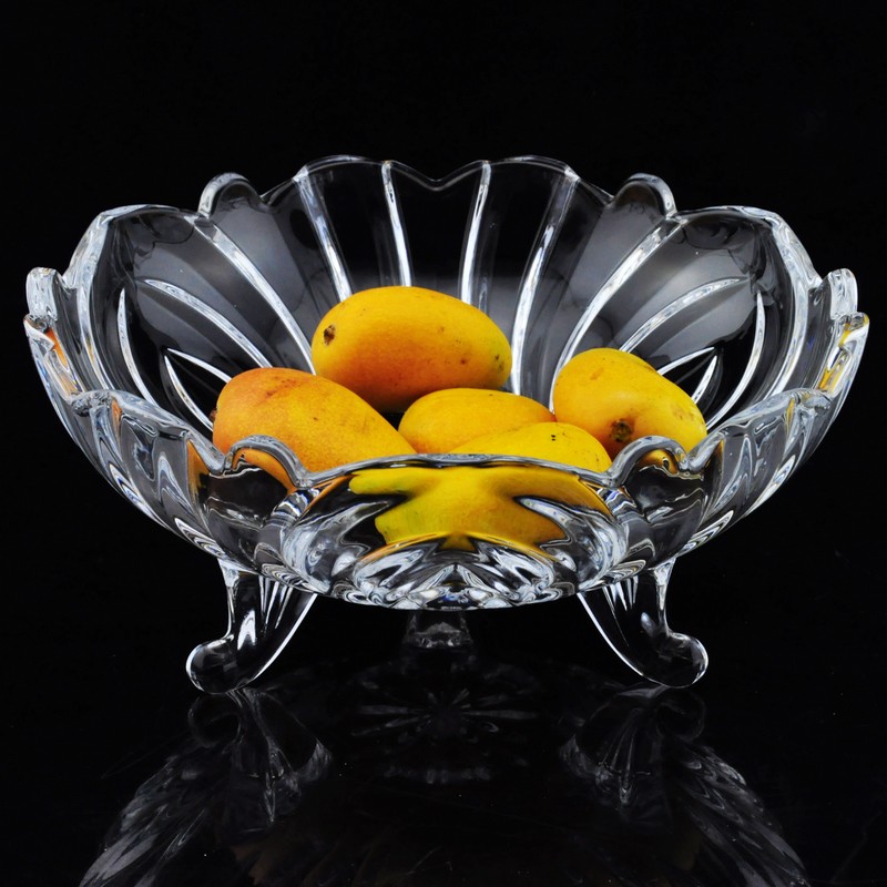 水晶玻璃果盘创意欧式明果盘大号果斗果盆沙拉盘客厅糖果盘盘 透明