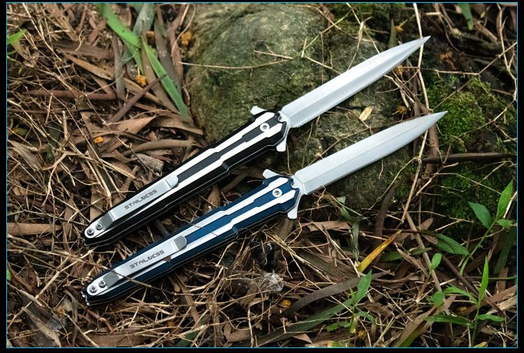 户外战术刀子防身开锋折叠刀刀具防身小刀蝴蝶氚气开刃冷随身军刀锋利