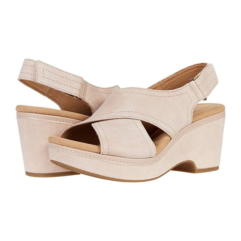 其乐clarks女鞋凉鞋方跟复古交叉带鱼嘴后空粗跟厚底时尚9476933black