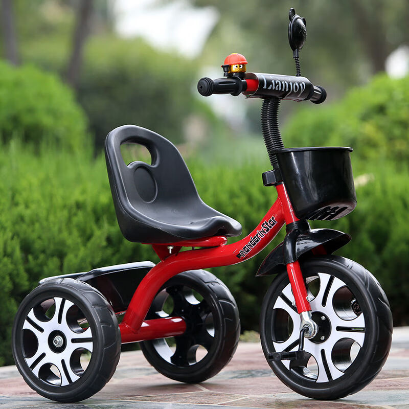 儿童三轮车脚踏车小孩手推自行车男女宝宝玩具单车135岁童车紫色低配