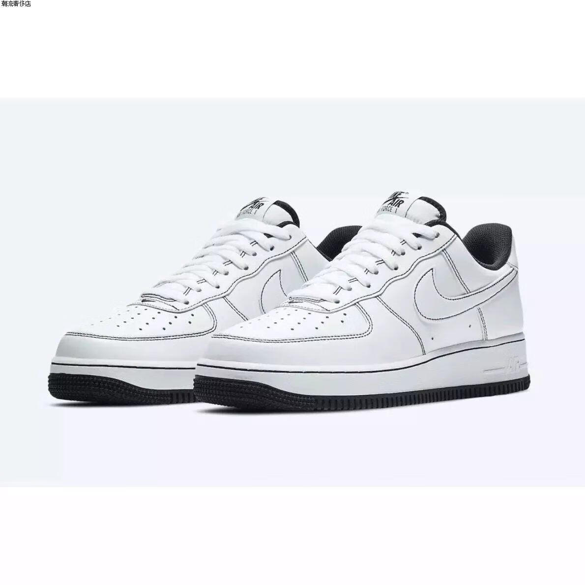 【sole气垫】af1空军一号黑白二次元白黑缝线低帮板鞋休闲运动男 白黑