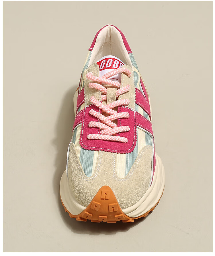 小蛮腰华夫阿甘鞋女新款秋季厚底增高运动显脚小老爹女鞋 红色 38